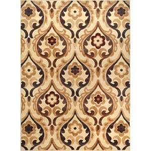 Ivory Transitional 5x7 Area Rug Modern Floral Petals Carpet Actual Size - 5' 3"